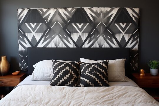 Tribal Print Fabric Headboard: Modern Style Bedroom Decor-inspired Fabrics