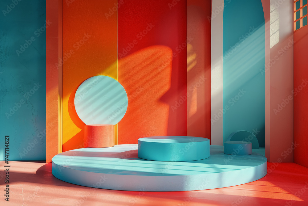 Poster abstract geometric background using irregular shapes and a vibrant color palette, ai generated.