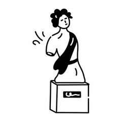 Easy to edit line icon of a roman statue 
