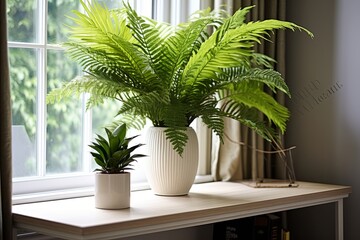 Tropical Plant Office: Classic Elegance Home Decor with Fern Table Accents