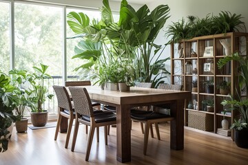 Tropical Plant Paradise: Ultimate Home Office Dining Room Haven Decor Transformation