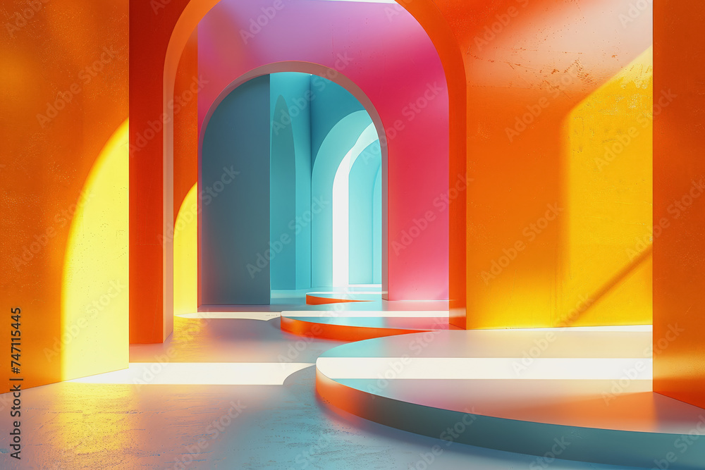 Poster abstract geometric background using irregular shapes and a vibrant color palette, ai generated.