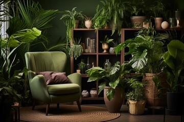 Obraz premium Nordic Style Green Mood Booster: Tropical Plant Home Office Decors