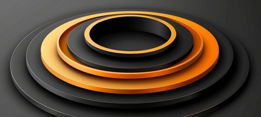 Vibrant 3d abstract background in black and orange tones with bright illumination