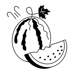 Ready to use doodle icon of watermelon 