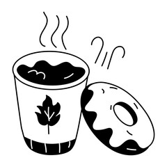 Here’s a doodle icon of coffee snack 