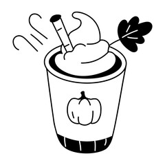 Ready to use doodle icon of spice latte 