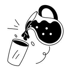 Pour water from jug, glyph style icon 