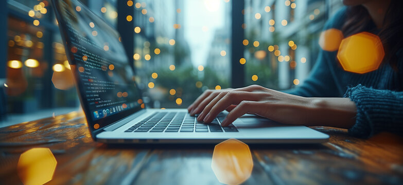 Joint Digital Work: Two Business People Sharing a Laptop in a Collaborative Effort - Powered by Adobe