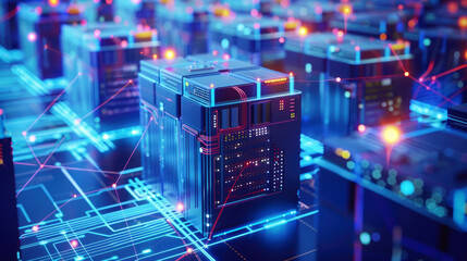 Obraz premium Futuristic nanotech energy storage solutions, compact yet powerful batteries revolutionizing tech