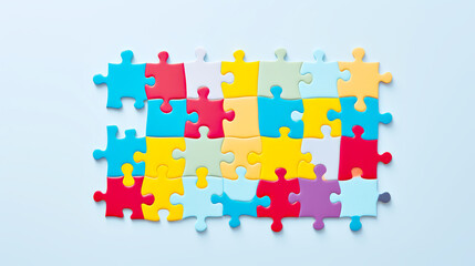 A world Autism awareness day with multi color jigsaw puzzle background