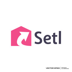 Home and arrow logo vector illustration