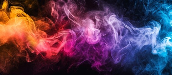 Obraz premium A close-up of vibrant purple, pink, and magenta smoke against a dark sky background, resembling colorful clouds in an artful display of violet hues.