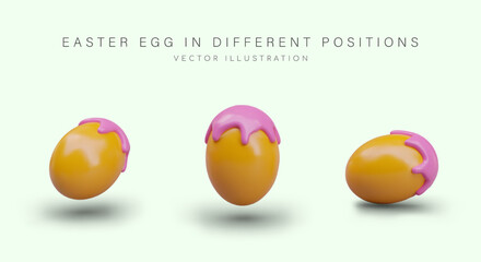 Realistic yellow egg with pink topping. Traditional sweets for Easter