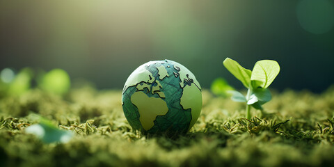 Obraz na płótnie Canvas World environment and earth day concept with globe nature and eco friendly environment 
