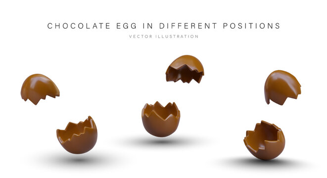 Broken empty chocolate egg. Edible sweet surprise packaging mockup