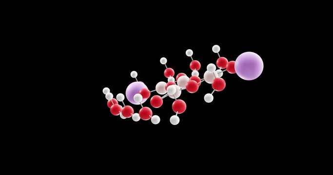 Borax molecule, rotating 3D model of food additives e285, looped video on a black background