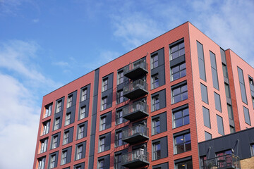 apartment block exterior. new housing development in city. residential building 