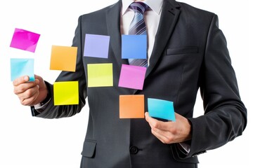 Organized Businessman with Task Post-it Notes