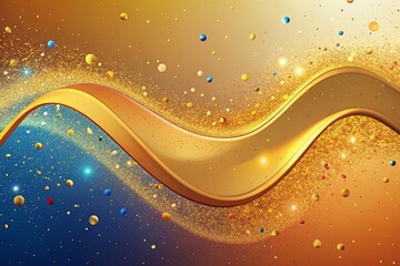 Abstract Wavy Gold Confetti Background with Color