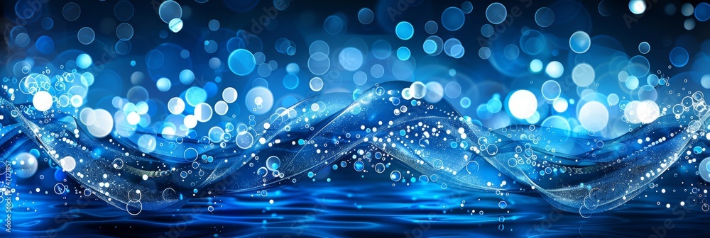 Aufkleber dark abstract background with futuristic waves and magical bokeh effects for design