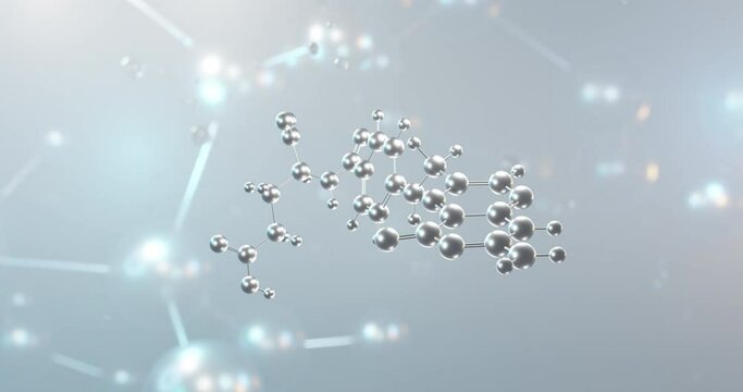Folic acid rotating 3d molecule, molecular structure of vitamin b9, seamless video