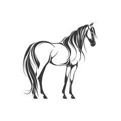 Horse outline logo designs, flat style 