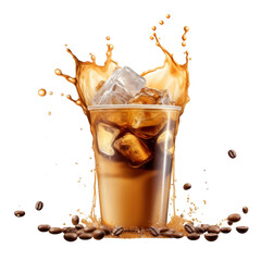 Iced coffee splash with coffee bean