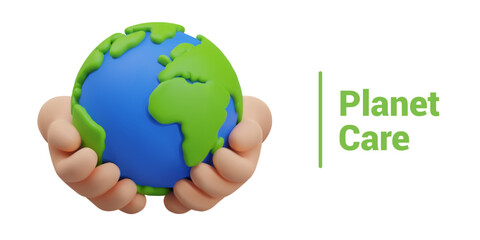 Caring for planet. Earth in human hands. Hands hold globe