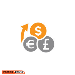 Currency flat icon design vector graphic of template, sign and symbol 