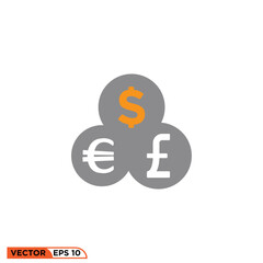 Currency flat icon design vector graphic of template, sign and symbol 