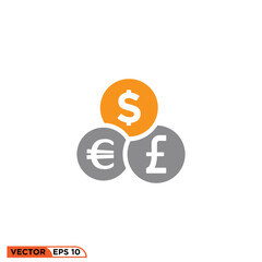 Currency flat icon design vector graphic of template, sign and symbol 