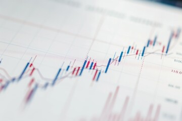 Digital stock chart with fluctuating market data in a futuristic style with a dark background