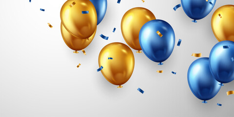 Celebration background with beautifully arranged blue balloons. Vector 3D illustration design © HNKz