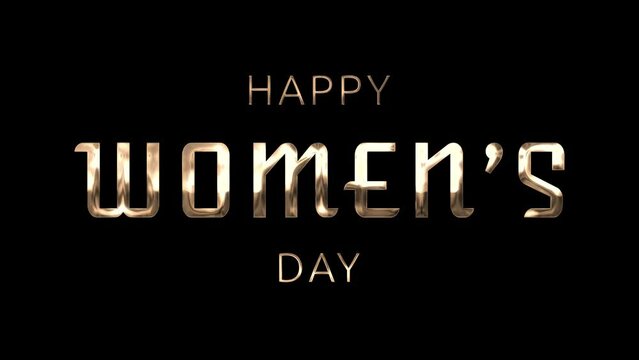 Happy Women's Day animation with smooth blur text effect using gold font and black background. Perfect for Women's Day celebrations around the world. 4k video greeting card.