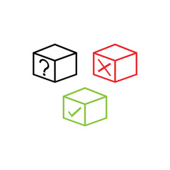 Unknown box, rejected box, and approved box icons