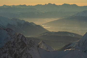 Mountain Sunrise view across the Bavarian Alps