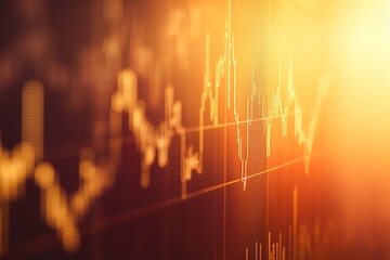 Digital stock chart with fluctuating market data in a futuristic style with a dark background