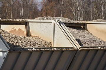Cobblestone, ballast stored in containers