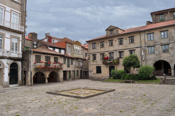 Old town square in the Galicia area in Spain, Pontevedra 