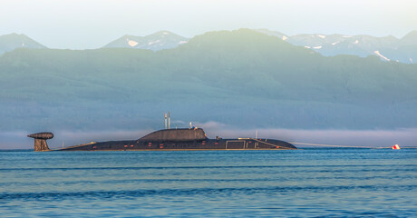 Submarine of the Russian army in the Pacific Ocean