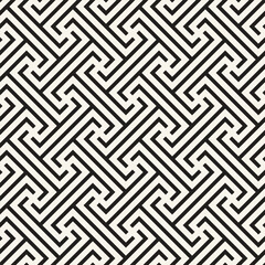 Vector seamless pattern. Repeating geometric elements. Stylish monochrome background design. - 747130049