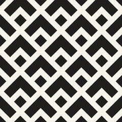 Vector seamless pattern. Repeating geometric elements. Stylish monochrome background design. - 747130279