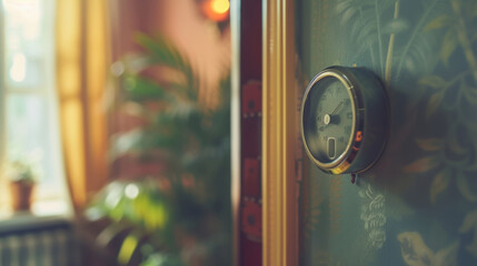 A detailed shot of the thermostats temperature sensor which measures the rooms ambient temperature.