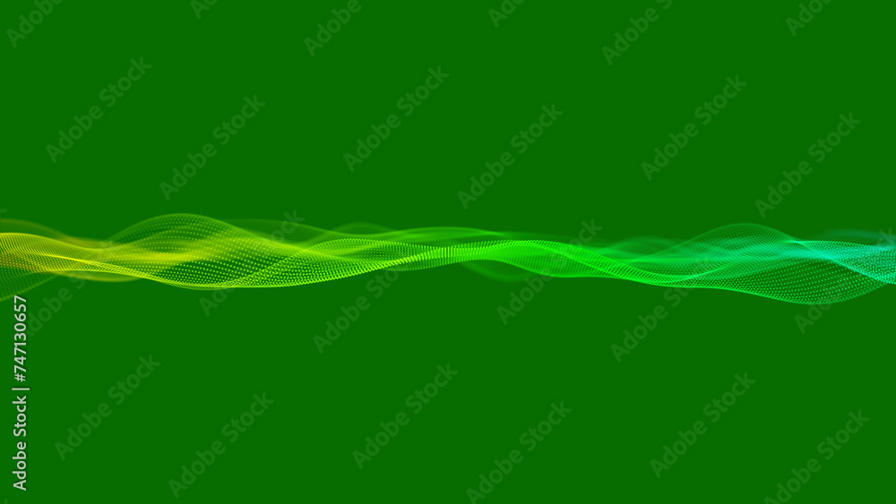 Poster abstract motion background of shining particles. digital signature with wave particles