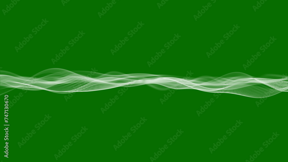 Poster abstract motion background of shining particles. digital signature with wave particles