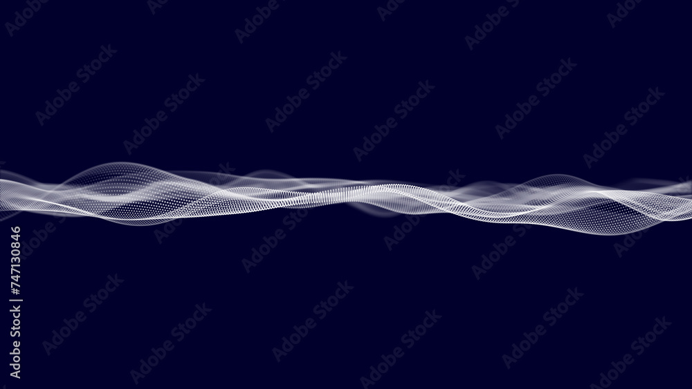 Poster abstract colorful digital particles wave with dust and light motion background