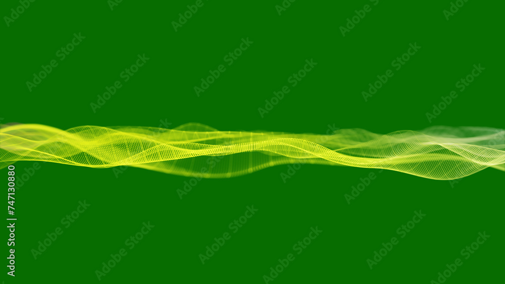 Poster abstract background with glowing particles and wave lines