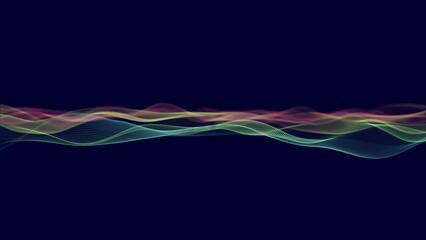 Abstract colorful digital particles wave with dust and light motion background