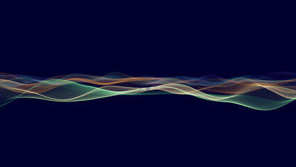 Abstract colorful digital particles wave with dust and light motion background